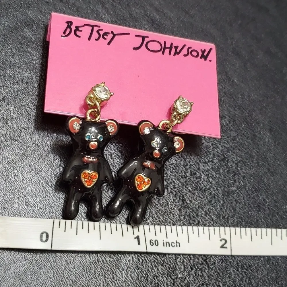 Betsey Johnson gold tone bear earrings